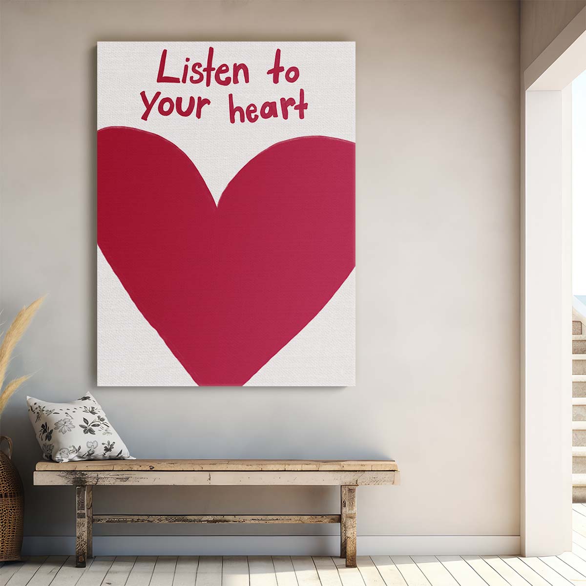Romantic Inspirational Quote Illustration Listen to Your Heart by Luxuriance Designs, made in USA