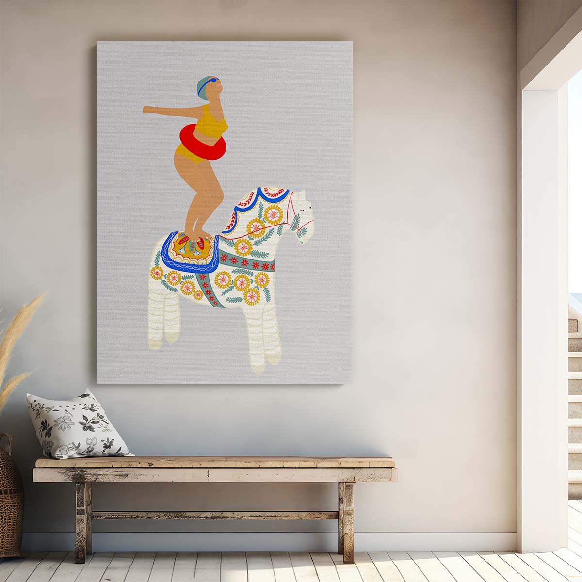 Surreal Equestrian Swimming Illustration Wall Art by Jota de Jai by Luxuriance Designs, made in USA