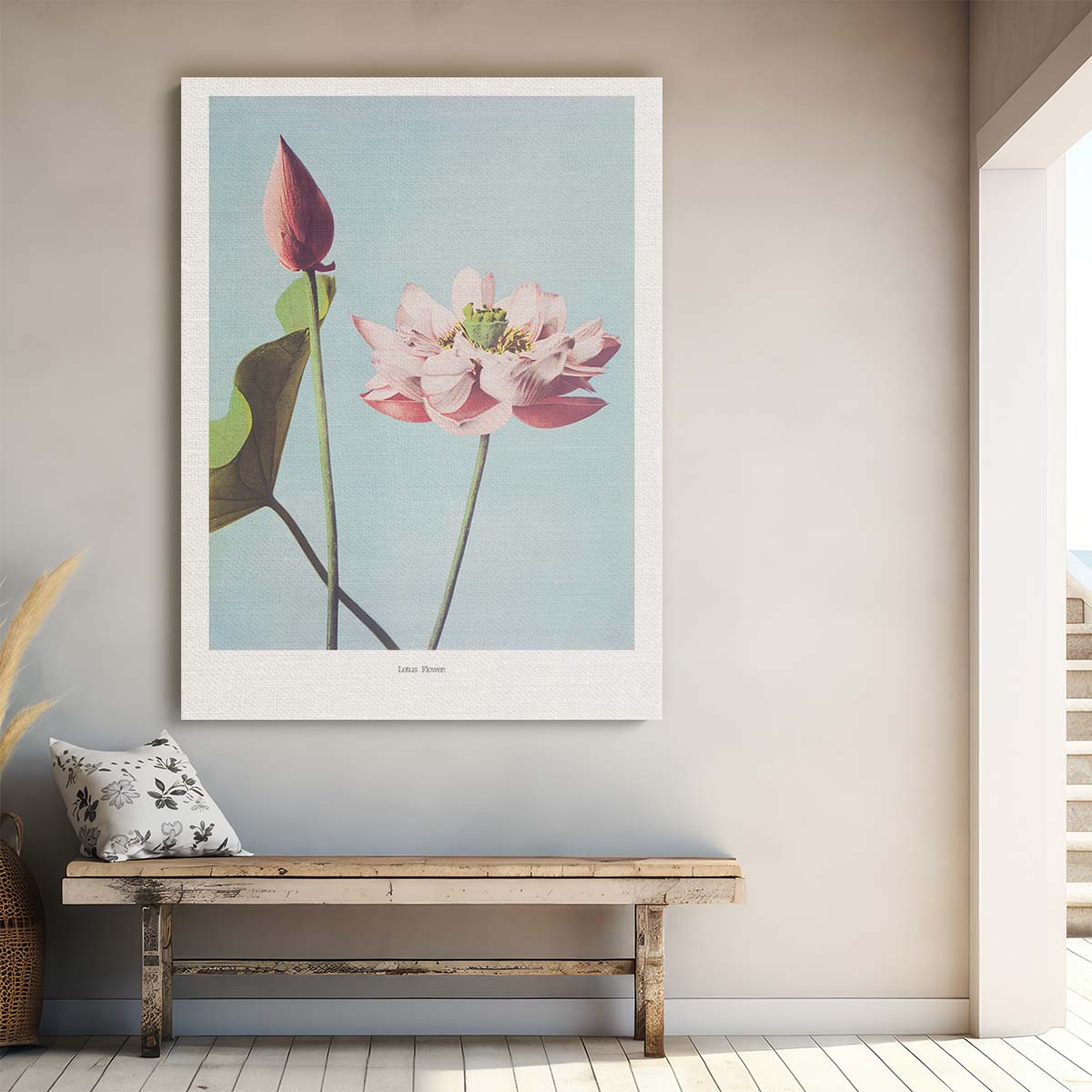 Vintage Japanese Lotus Flower Illustration Wall Art by Ohara Koson by Luxuriance Designs, made in USA