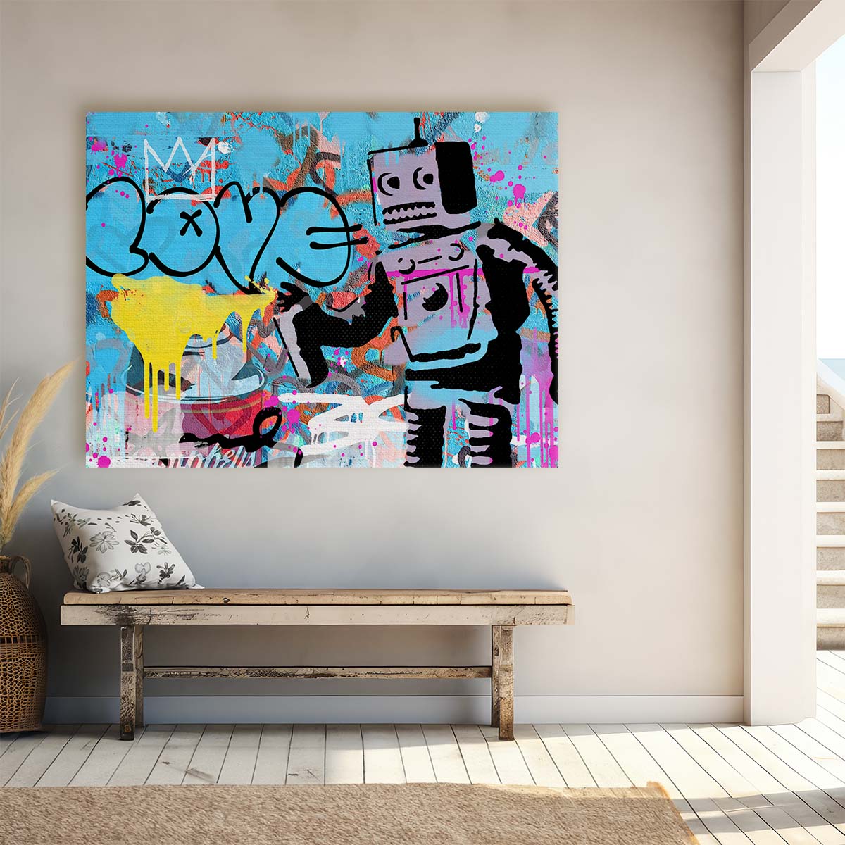 Banksy Love Robot Graffiti Wall Art by Luxuriance Designs. Made in USA.