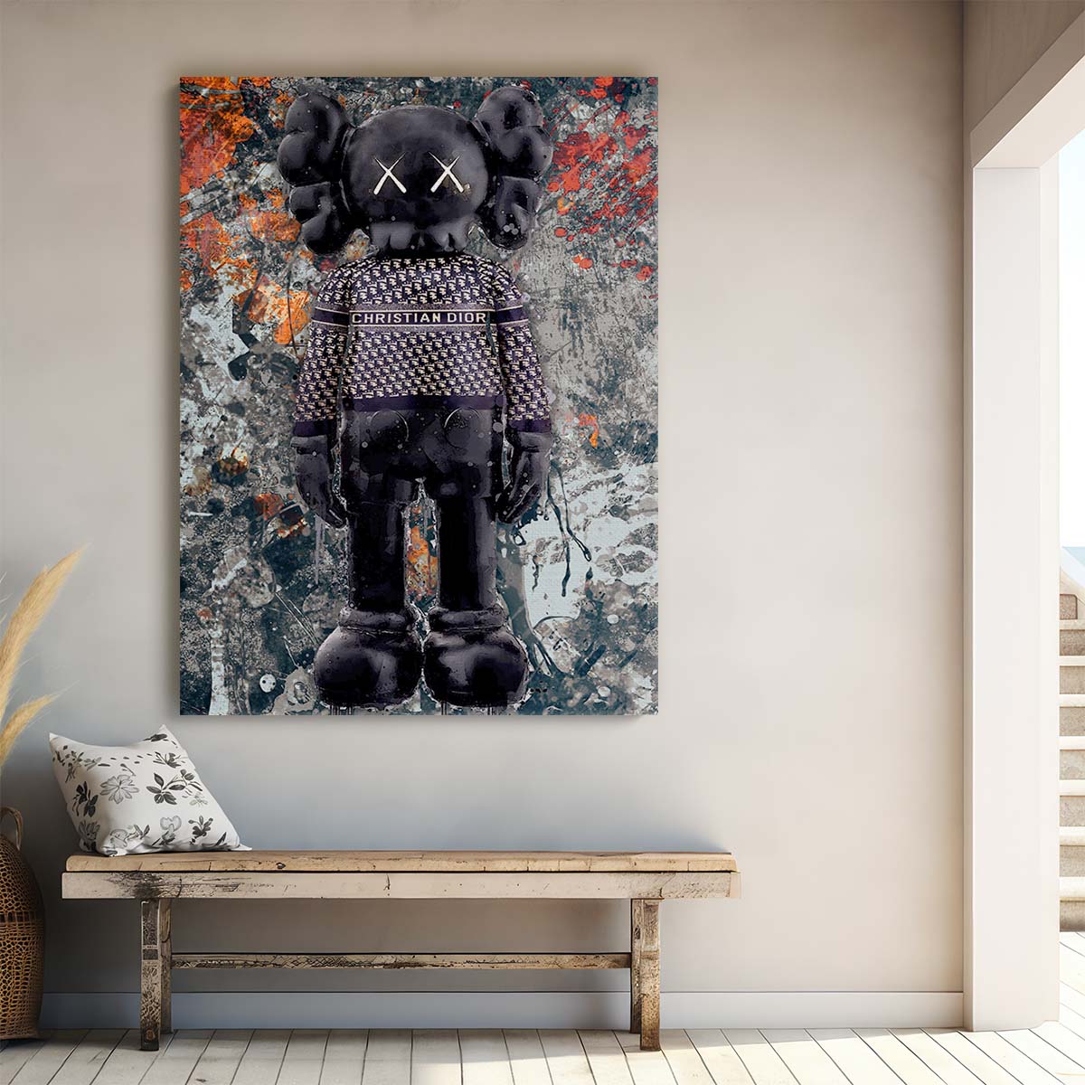 Luxury Kaws Christian Dior Skin Wall Art by Luxuriance Designs. Made in USA.