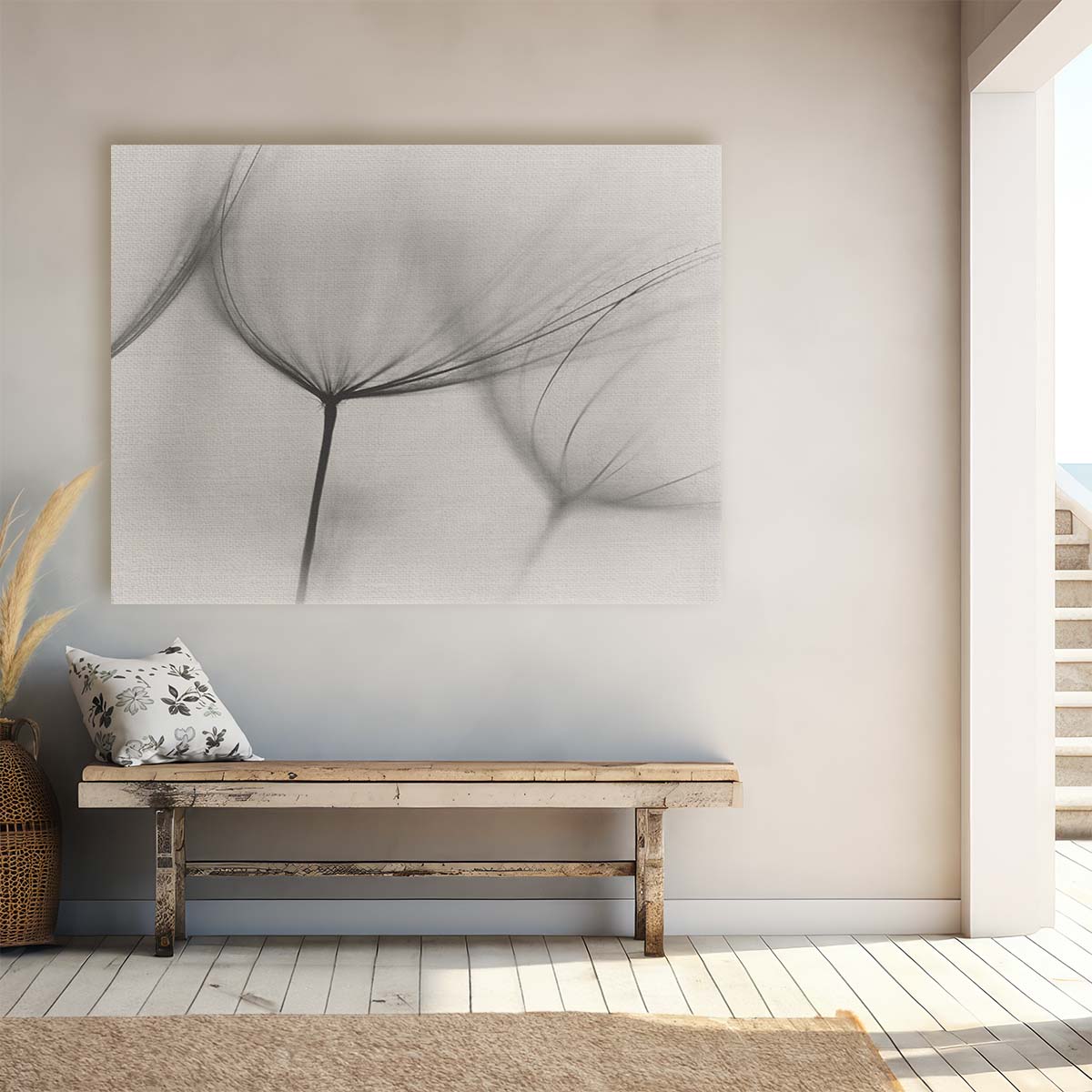 Serene Minimalist Dandelion Macro Wall Art by Luxuriance Designs. Made in USA.