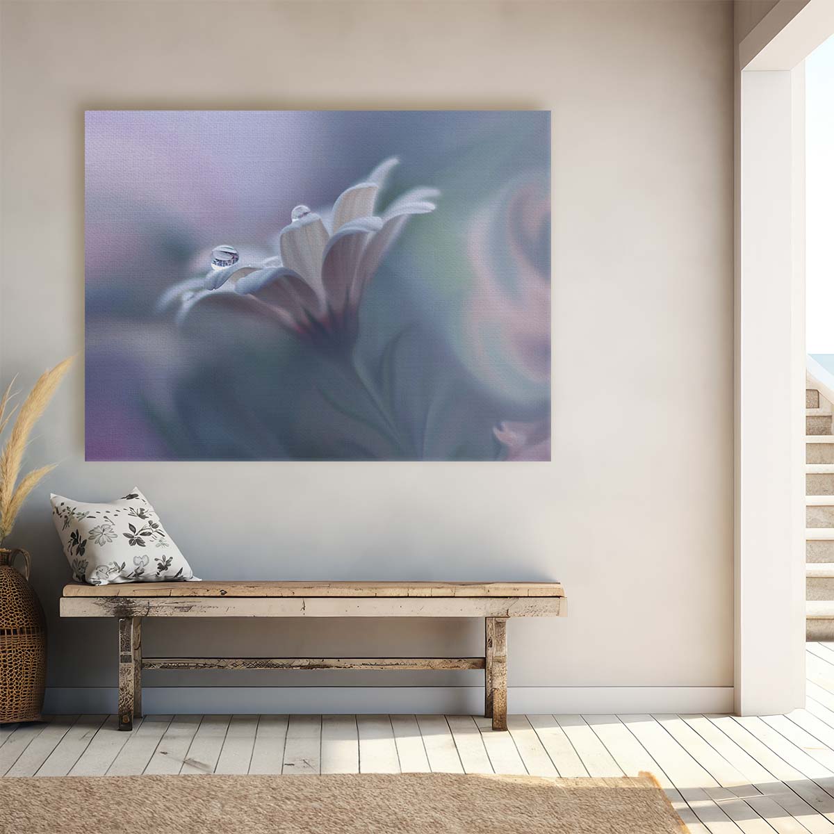 Delicate Floral Dewdrops Macro Pastel Wall Art by Luxuriance Designs. Made in USA.