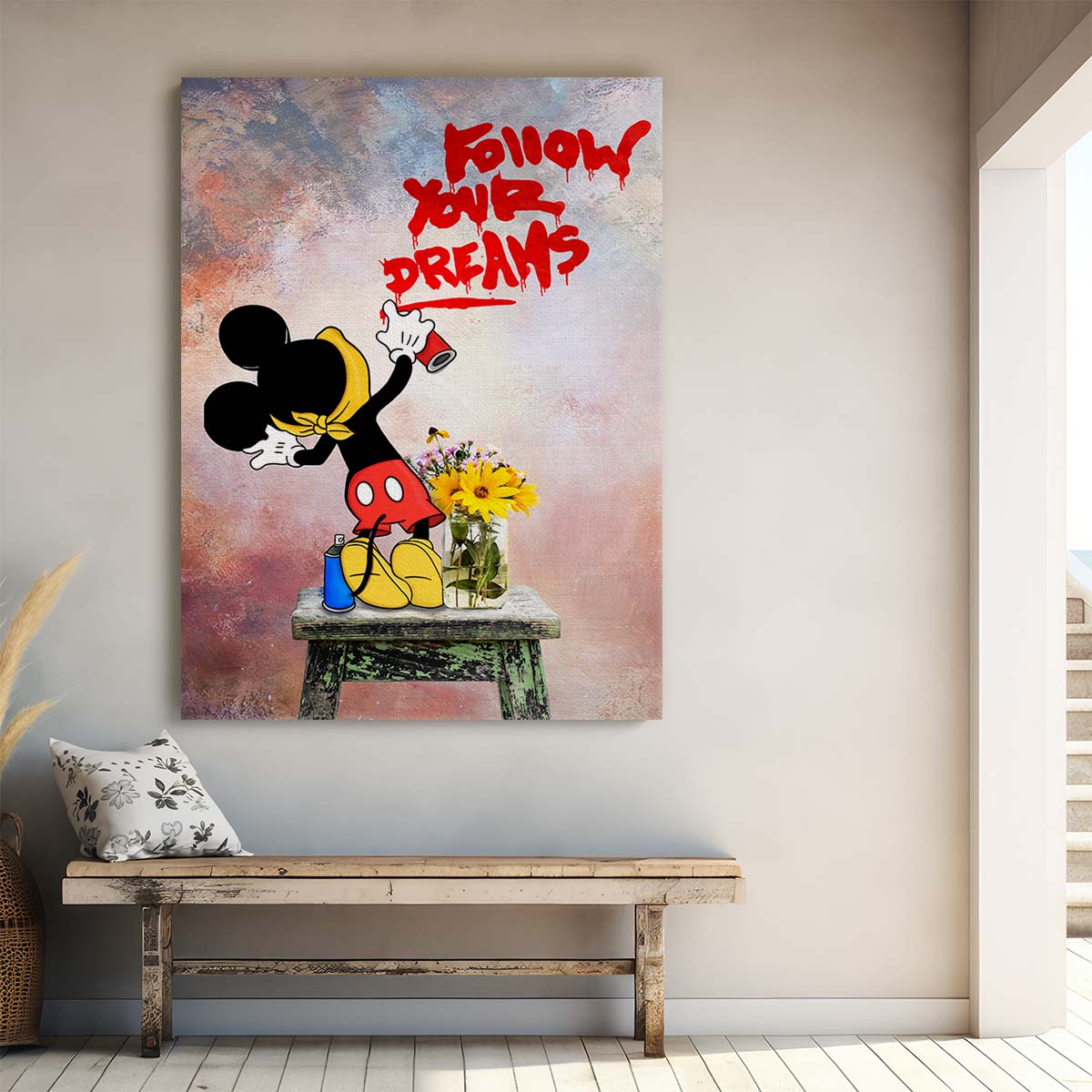 Mickey Mouse Follow Your Dreams Wall Art by Luxuriance Designs. Made in USA.