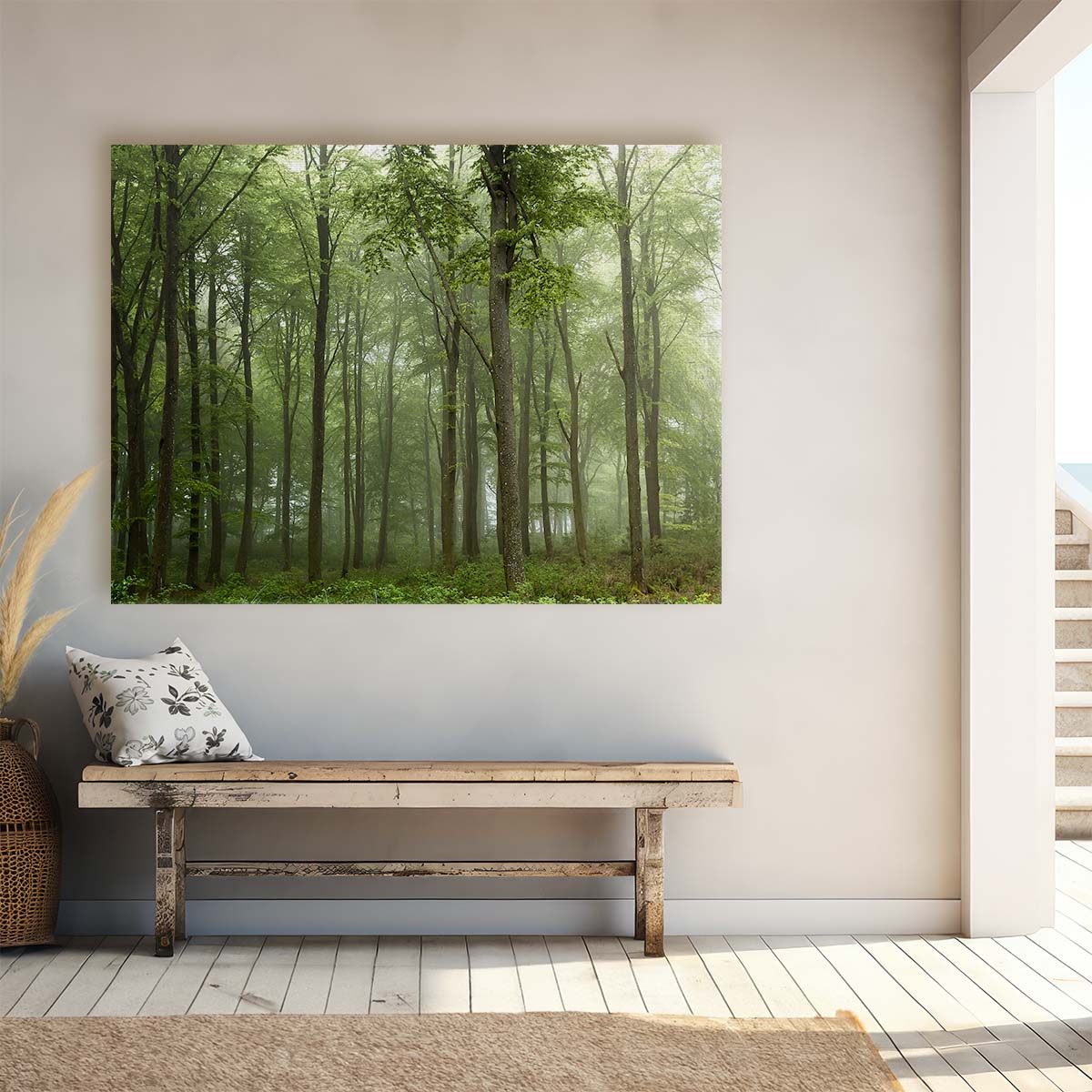 Foggy Green Forest Landscape Photography, Skive Denmark Wall Art