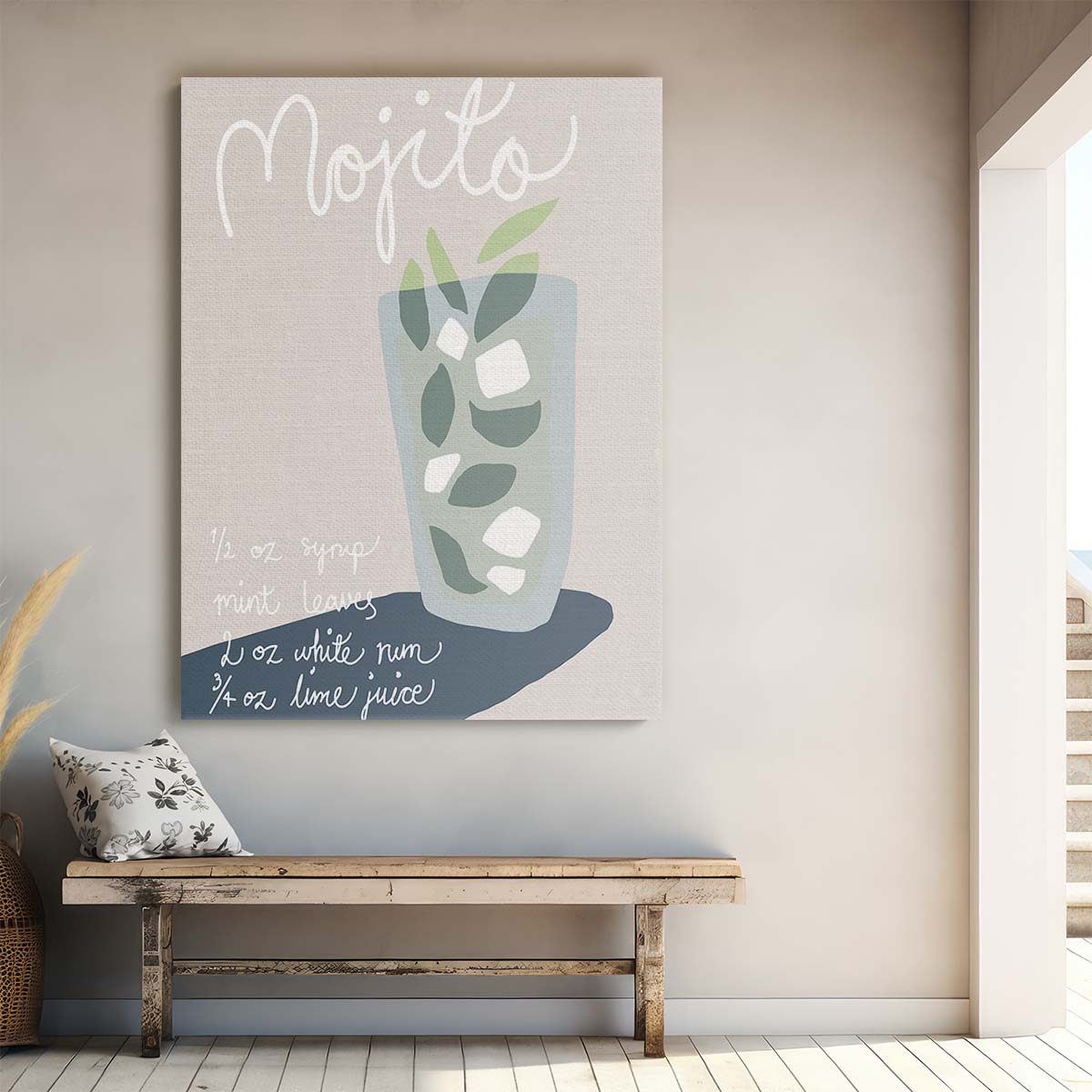 Creative Mojito Cocktail Recipe Kitchen Bar Illustration Wall Art by Luxuriance Designs, made in USA