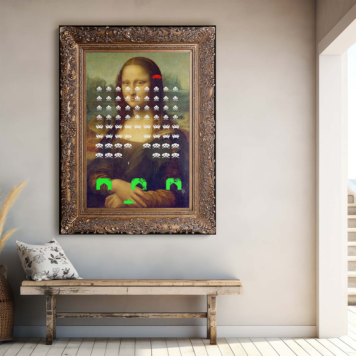 Mona Lisa Da Vinci Invaders Wall Art by Luxuriance Designs. Made in USA.