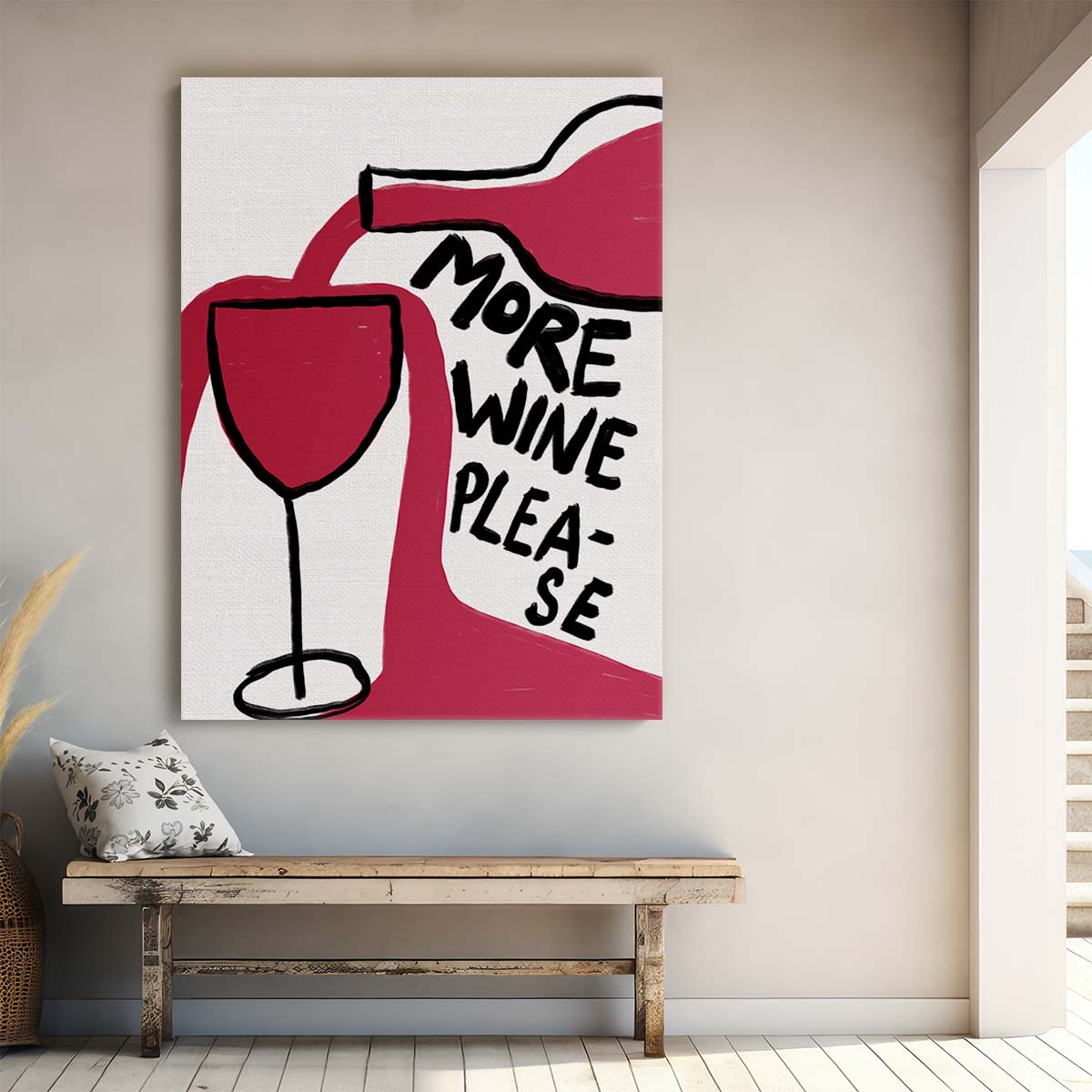 Inspirational Wine Typography Illustration for Kitchen Decor by Luxuriance Designs, made in USA