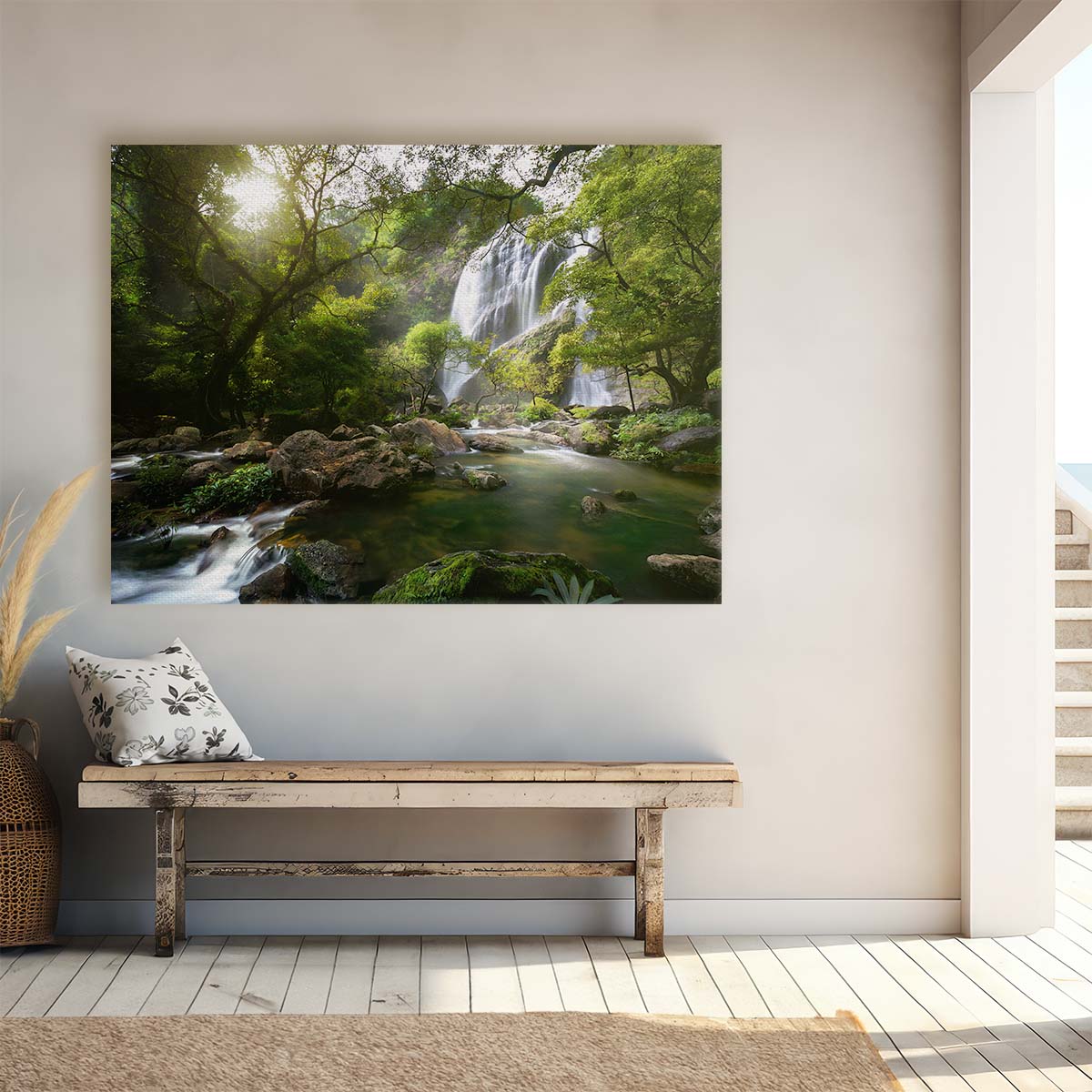 Majestic Khlong Lan Waterfall Stream Landscape Photography Wall Art