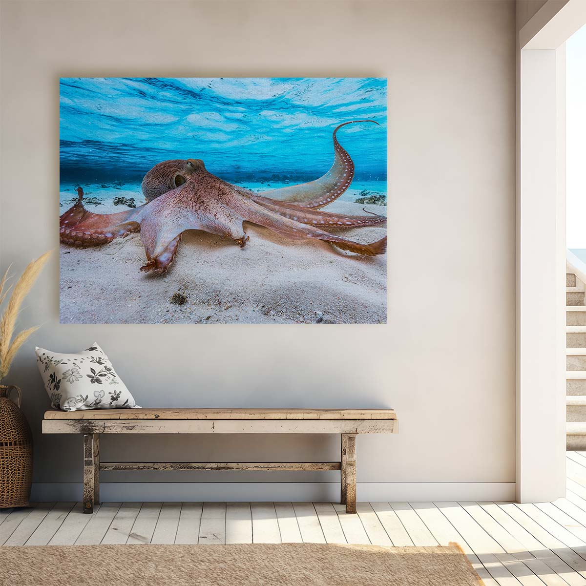Octopus Oasis Underwater Seascape Wildlife Wall Art by Luxuriance Designs. Made in USA.
