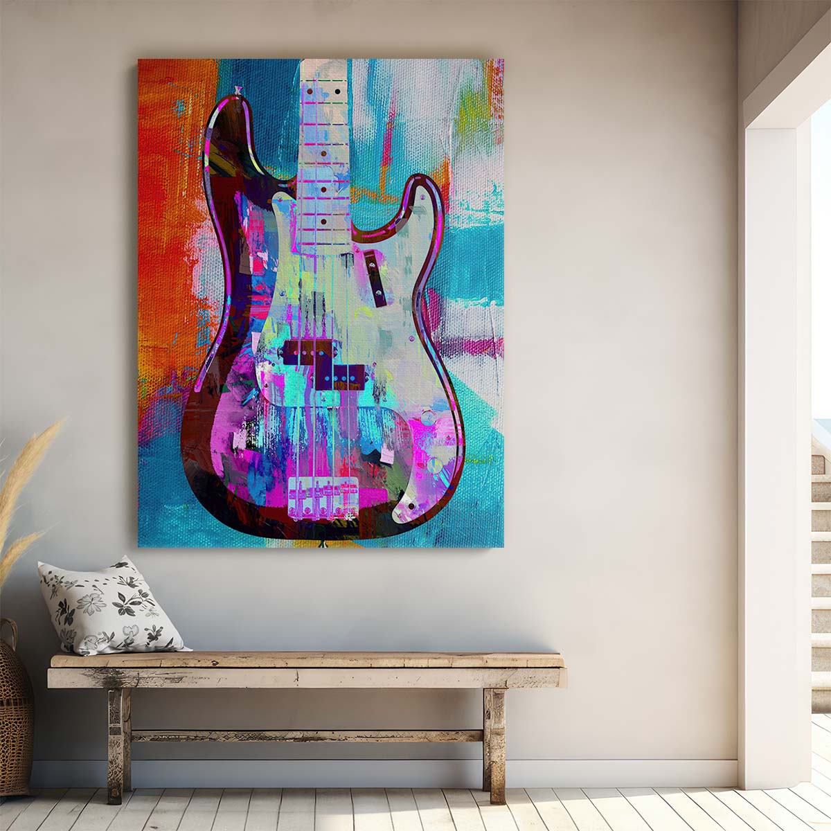 Painted Precision Bass Guitar Wall Art by Luxuriance Designs. Made in USA.