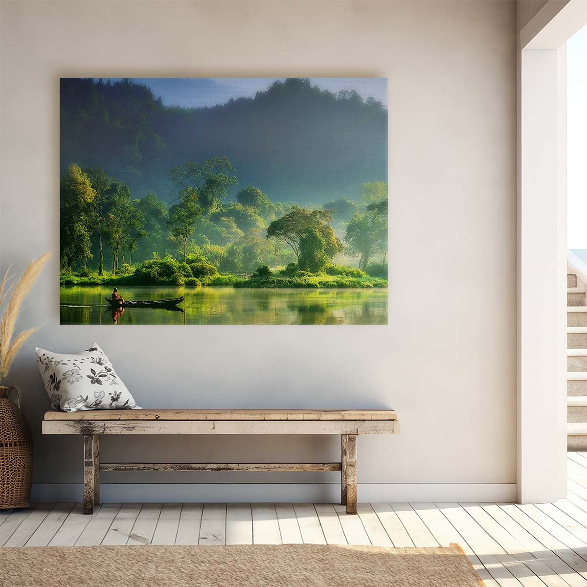 Serene Indonesian Jungle River Landscape Photography Wall Art