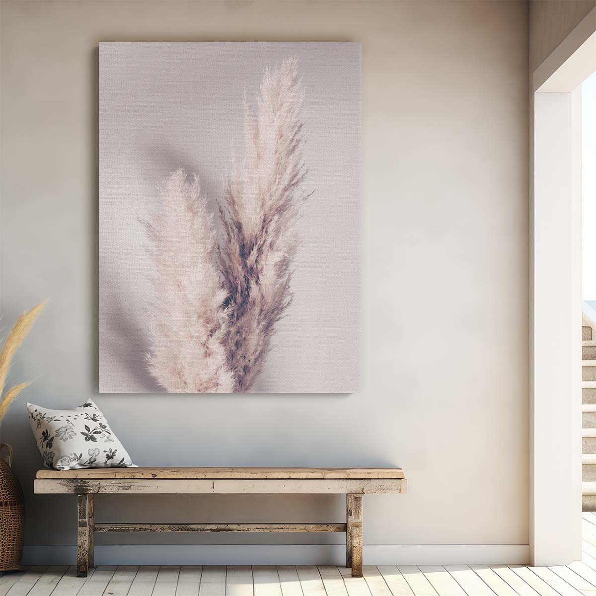 Soft Pampas Grass Beige Botanical Still Life Photography Art by Luxuriance Designs, made in USA