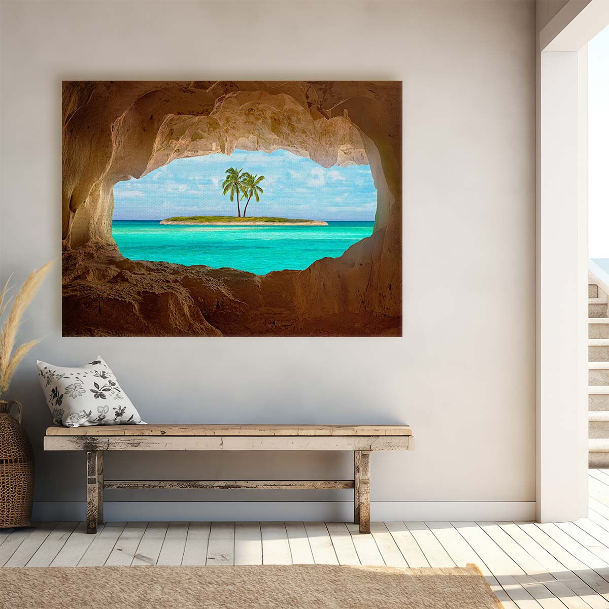 Exotic Tropical Beach & Cave Paradise Landscape Photography Wall Art