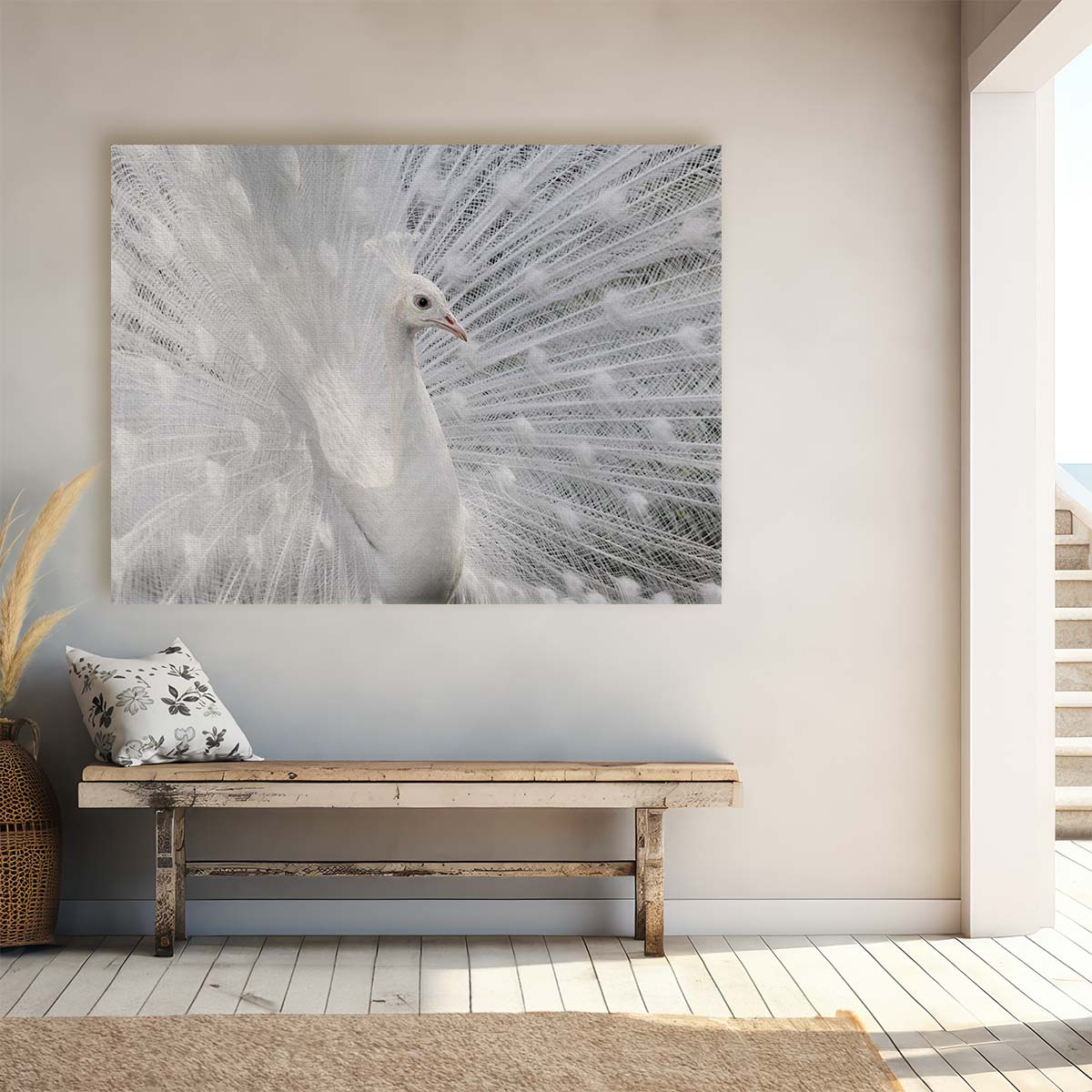 Majestic White Peacock Angel Wings Wildlife Wall Art by Luxuriance Designs. Made in USA.