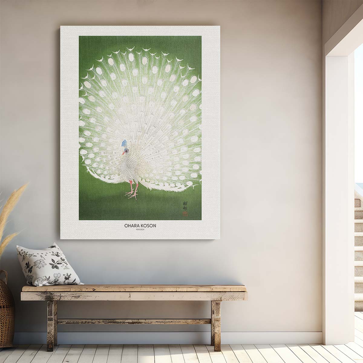 Vintage Japanese Peacock Illustration by Master Artist Ohara Koson by Luxuriance Designs, made in USA