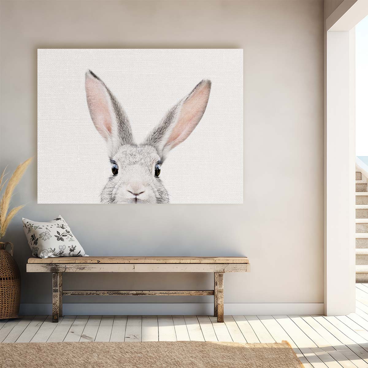 Cute Bunny Portrait on Bright Background - Wildlife Photography Wall Art