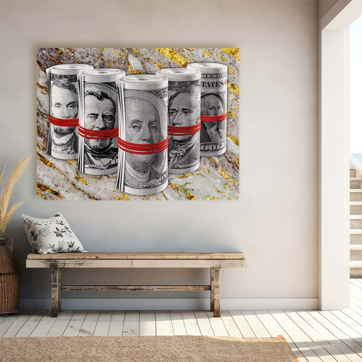 Presidents for Ransom American Dollar Roll Wall Art by Luxuriance Designs. Made in USA.