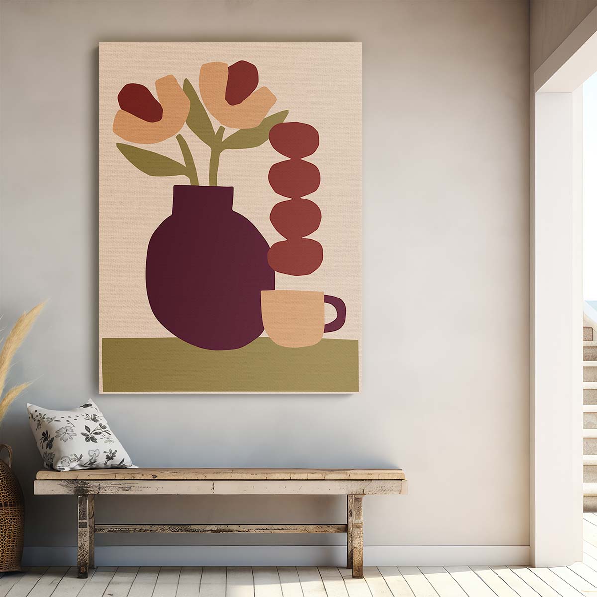Floral Abstraction Illustration Purple Flowers in Vase, by Margaux Fugier by Luxuriance Designs, made in USA