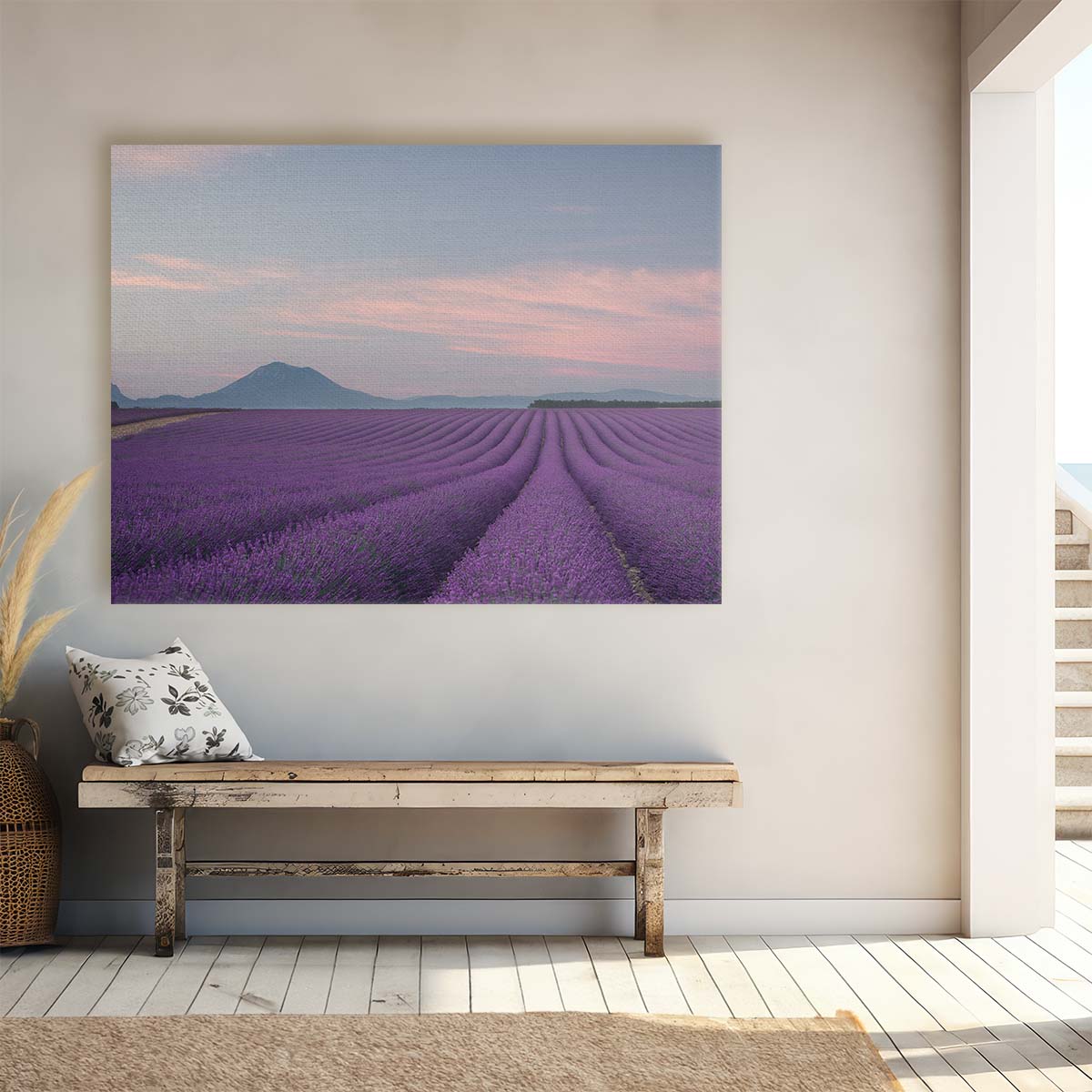 Provence Lavender Fields Floral Landscape Wall Art by Luxuriance Designs. Made in USA.