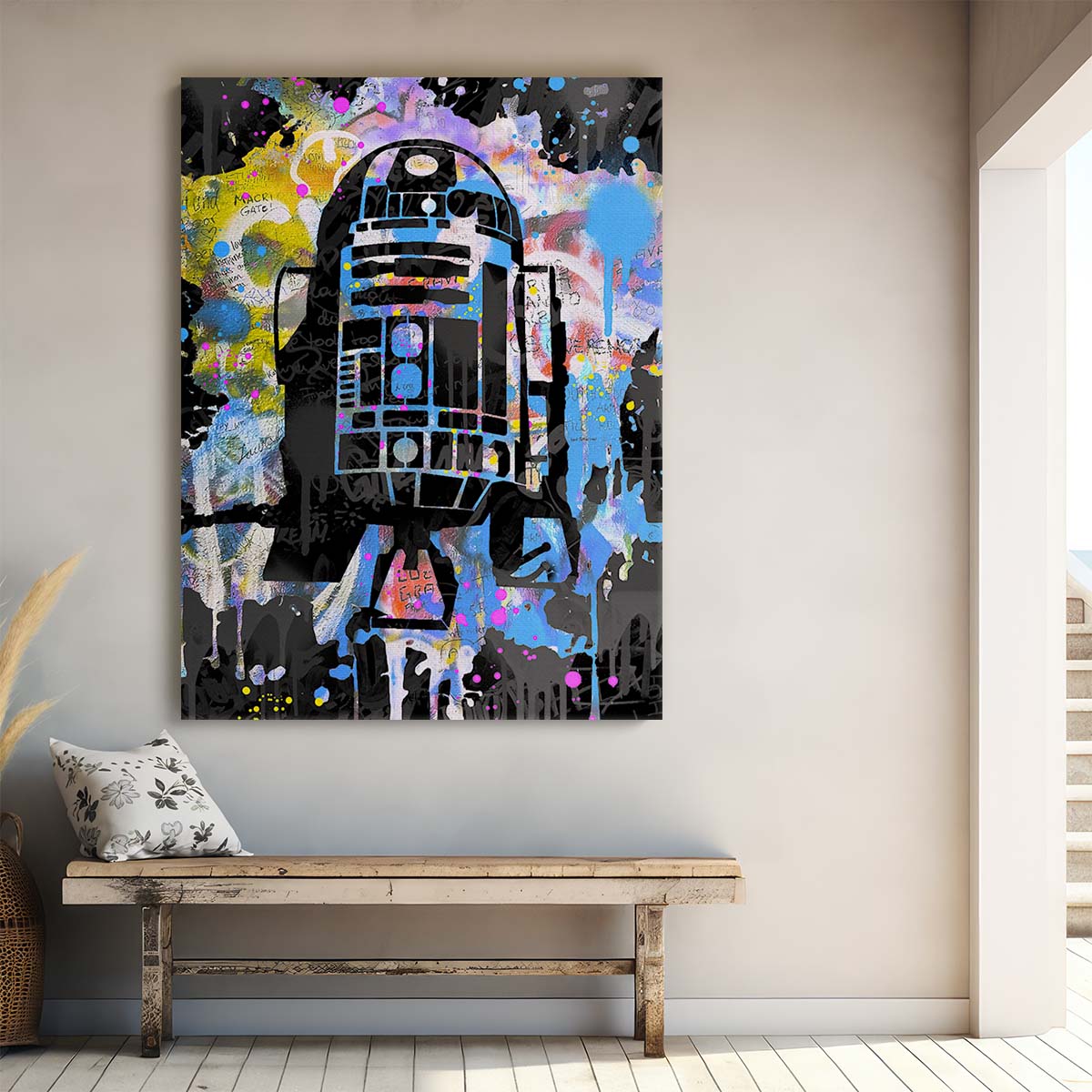 R2D2 Star Wars Graffiti Wall Art by Luxuriance Designs. Made in USA.