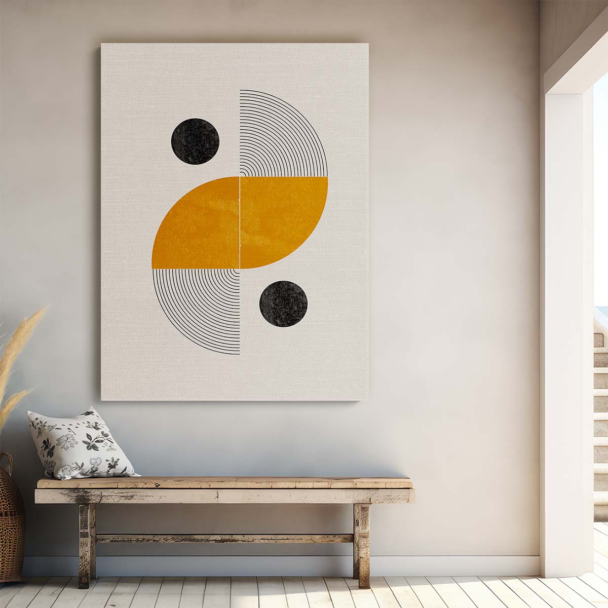 Mid-Century Golden Geometric Illustration Wall Art by MIUUS STUDIO by Luxuriance Designs, made in USA