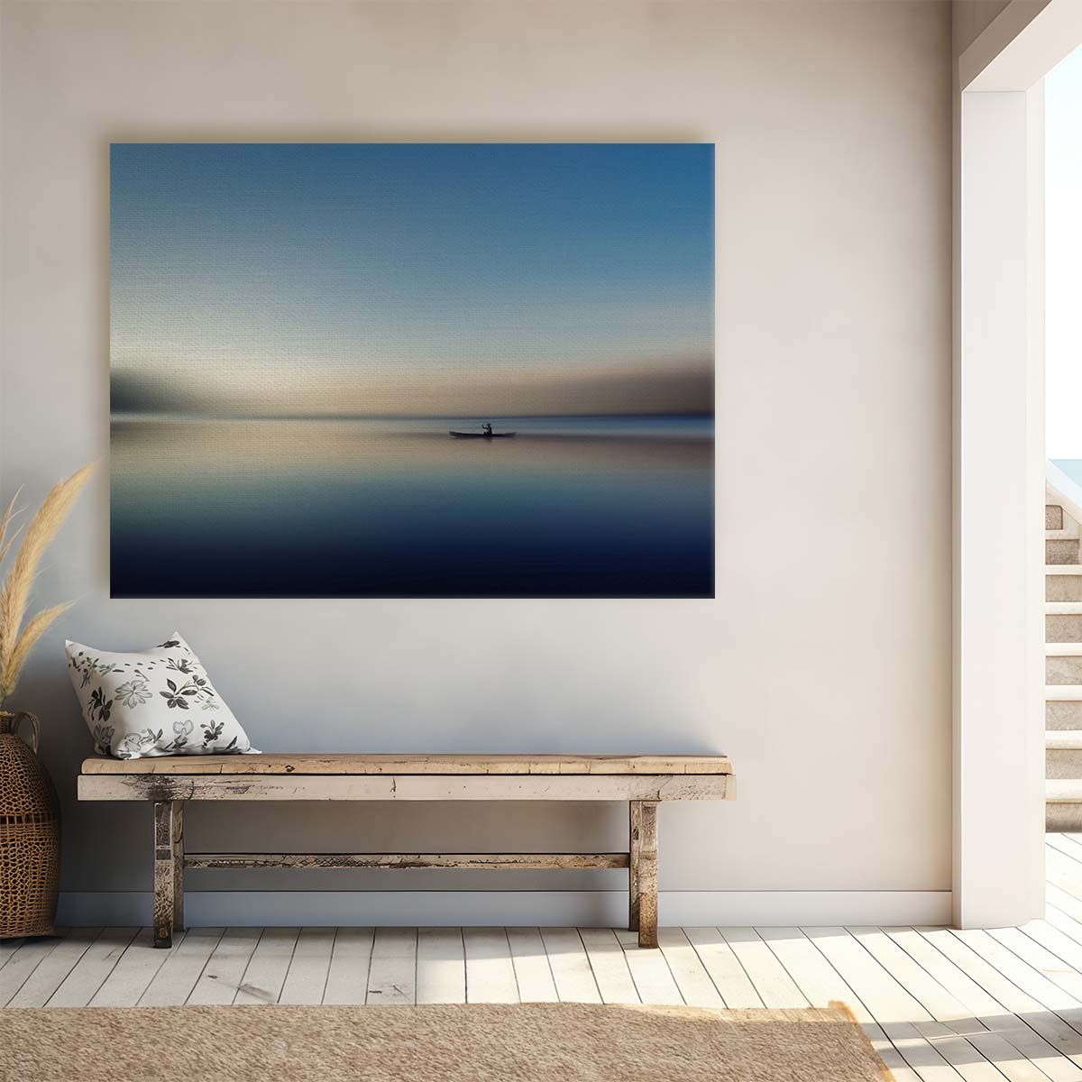 Serene Toba Lake Rowboat Solitude Wall Art by Luxuriance Designs. Made in USA.