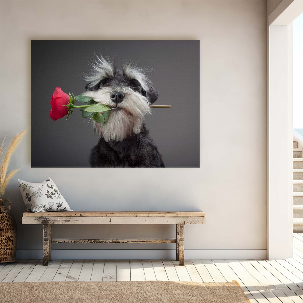 Romantic Schnauzer & Rose Proposal Wall Art by Luxuriance Designs. Made in USA.