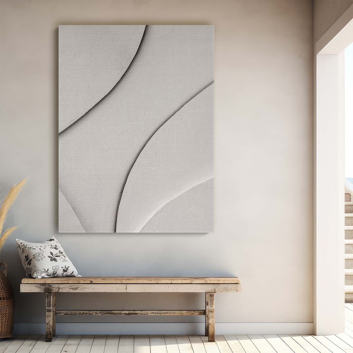Abstract Scandinavian Monochrome Photography - Mareike Bohmer's Pastel Clay Collage Wall Art by Luxuriance Designs, made in USA