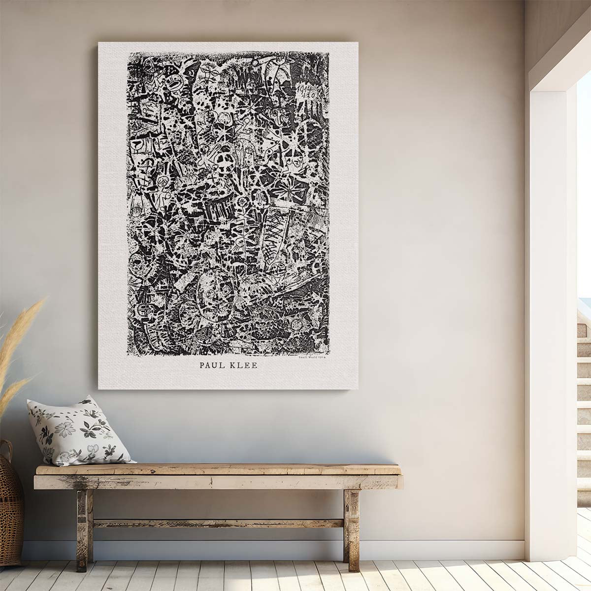 1914 Paul Klee Small World Monochrome Abstract Art Print by Luxuriance Designs, made in USA