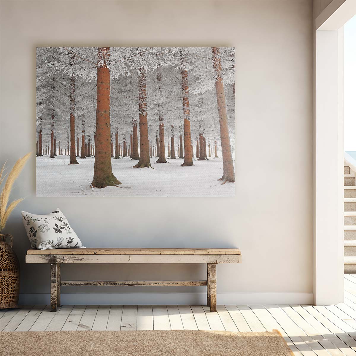 Frosty Serbian Winter Forest Snowscape Wall Art by Luxuriance Designs. Made in USA.