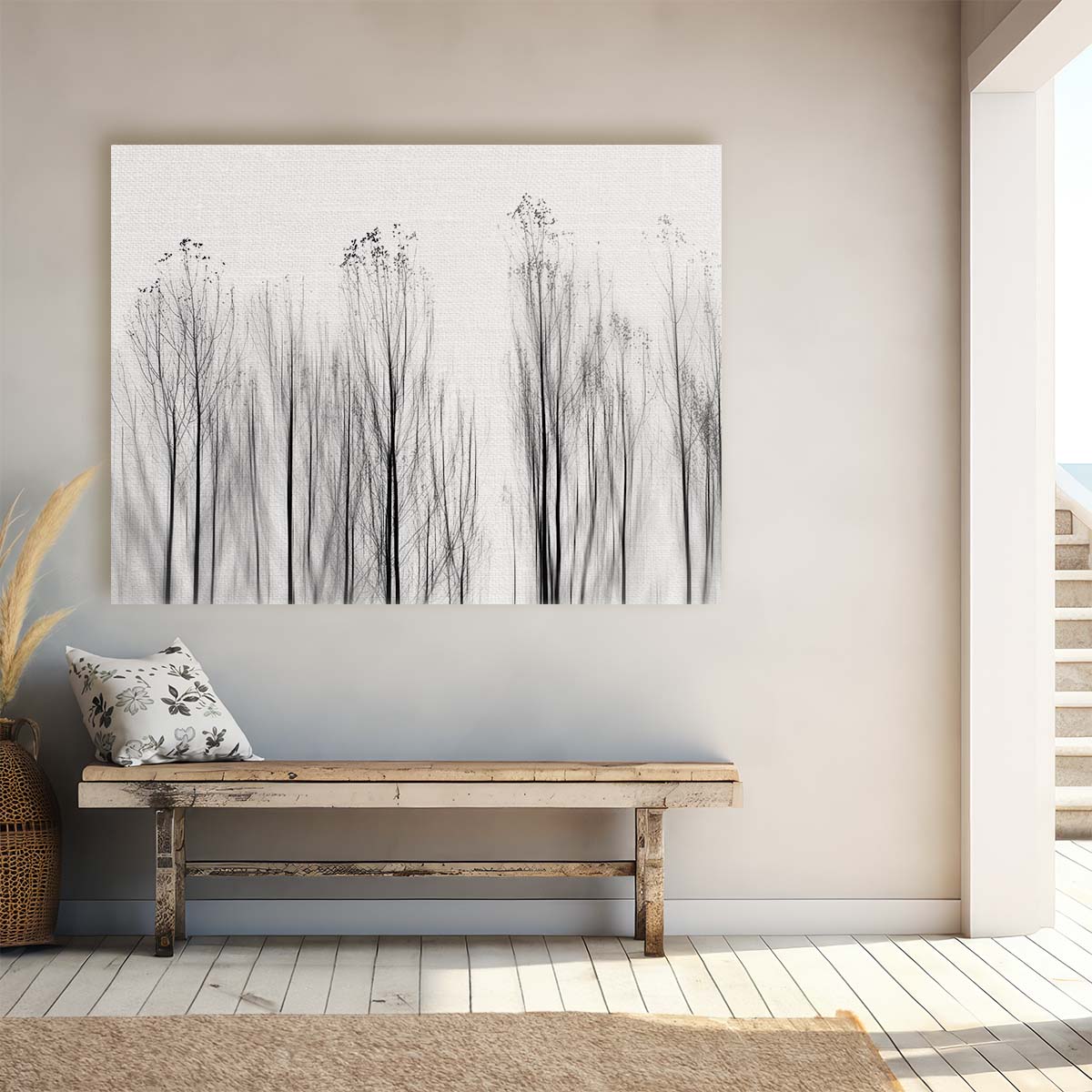 Monochrome Portugal Landscape Trees Wall Art by Luxuriance Designs. Made in USA.