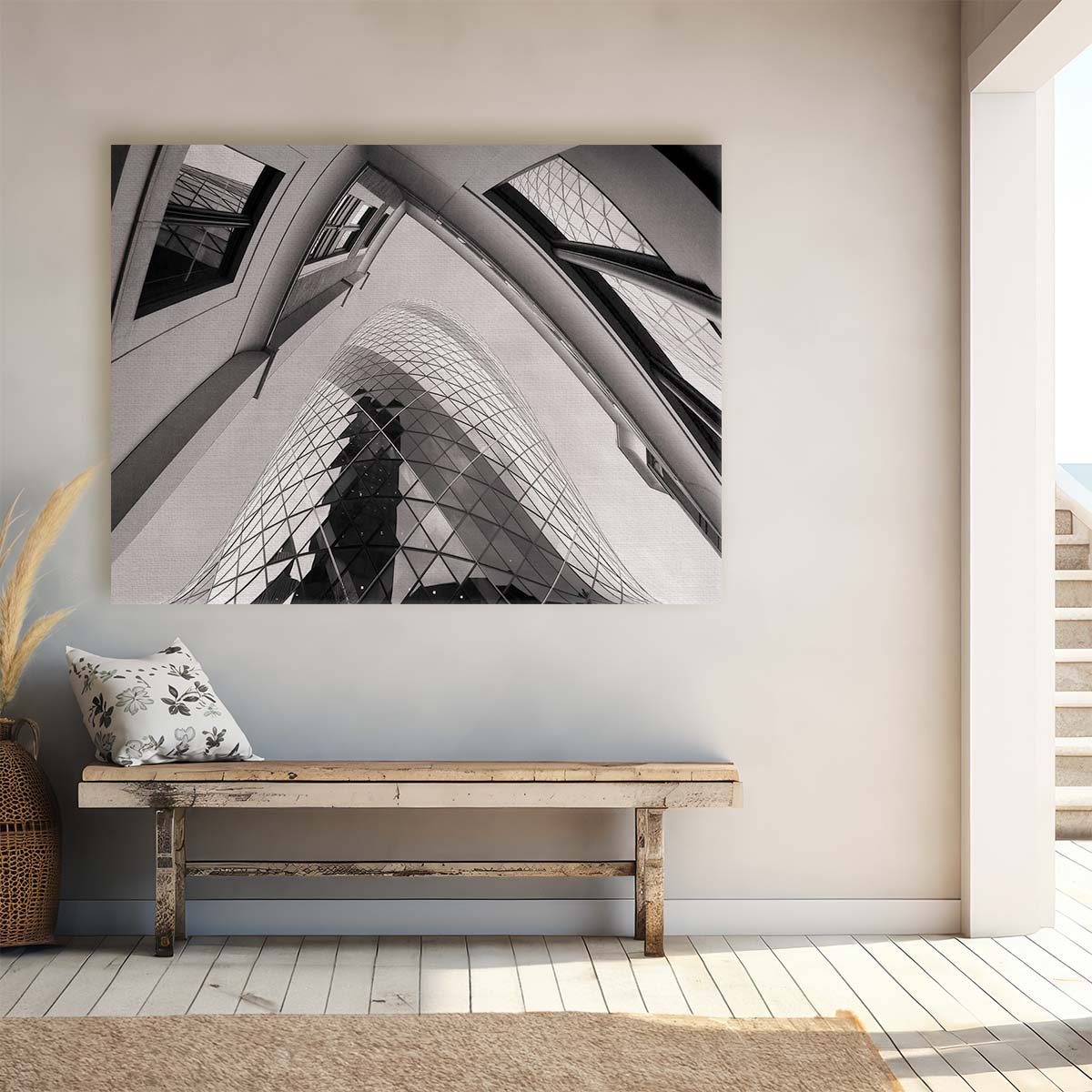 Iconic Gherkin London Skyscraper Monochrome Wall Art by Luxuriance Designs. Made in USA.