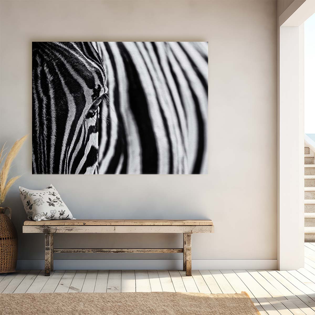 Monochrome Zebra Stripe Pattern Abstract Photography Wall Art