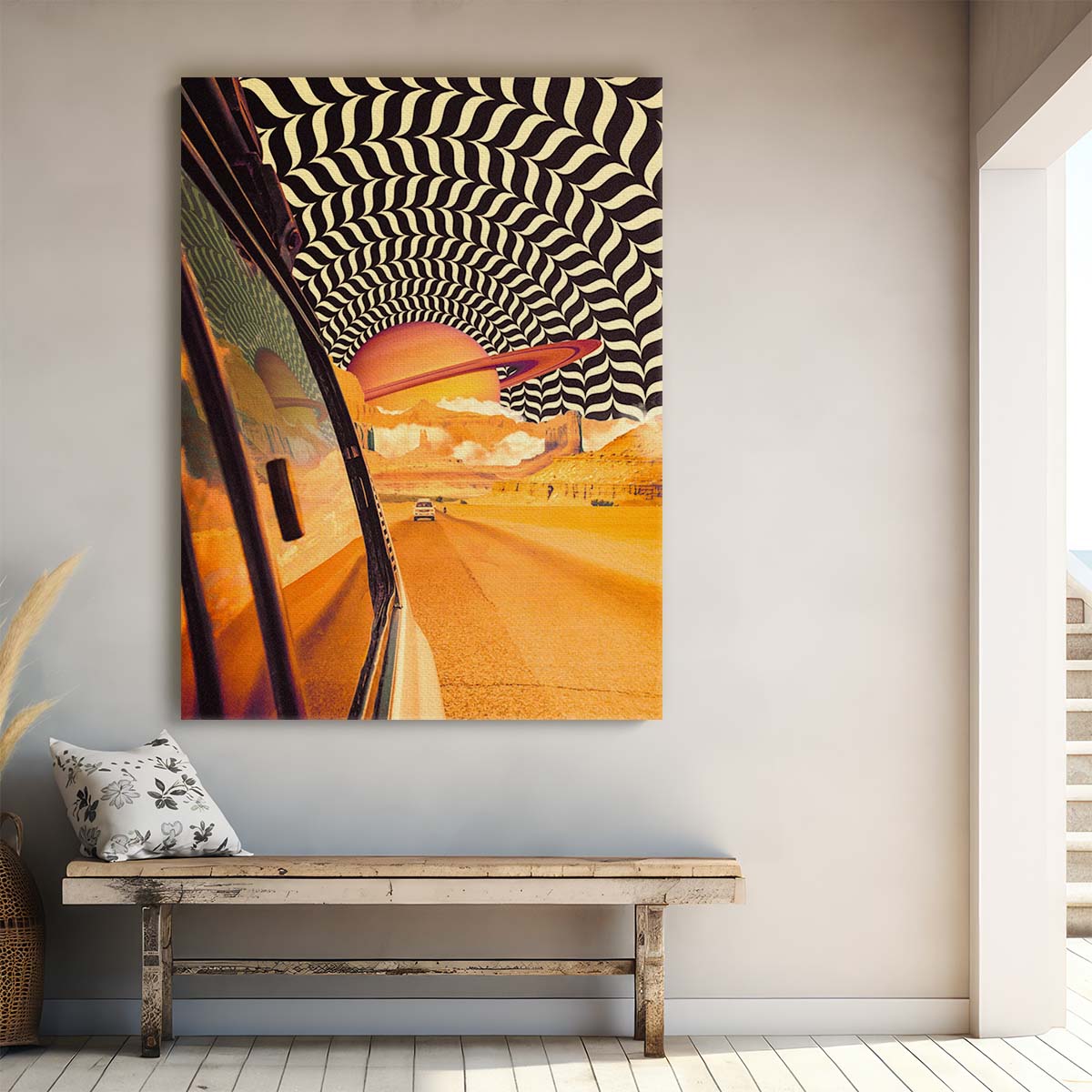 Psychedelic Road Trip II Vintage Saturn Collage Art by Taudalpoi by Luxuriance Designs, made in USA