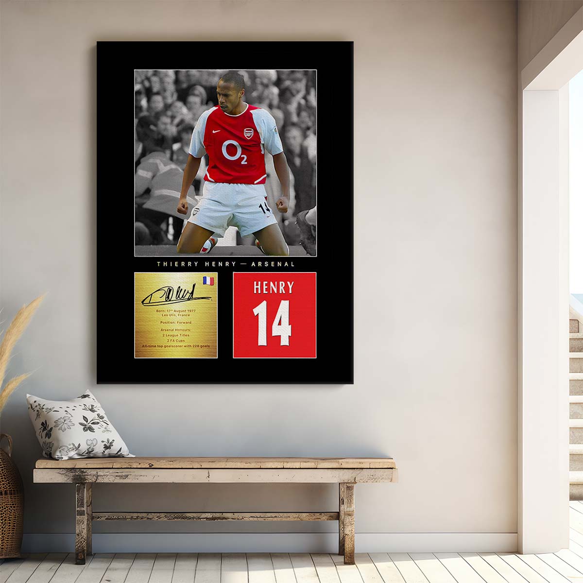Thierry Henry Arsenal Signature Wall Art by Luxuriance Designs. Made in USA.
