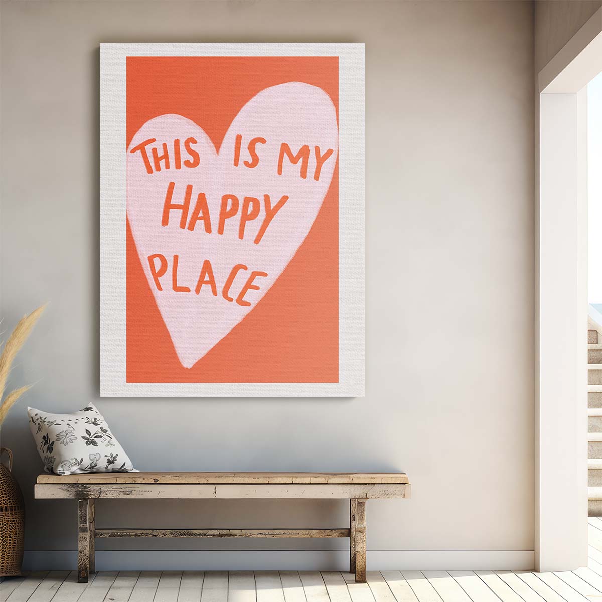 Inspirational Quote Illustration Wall Art 'My Happy Place' by Luxuriance Designs, made in USA