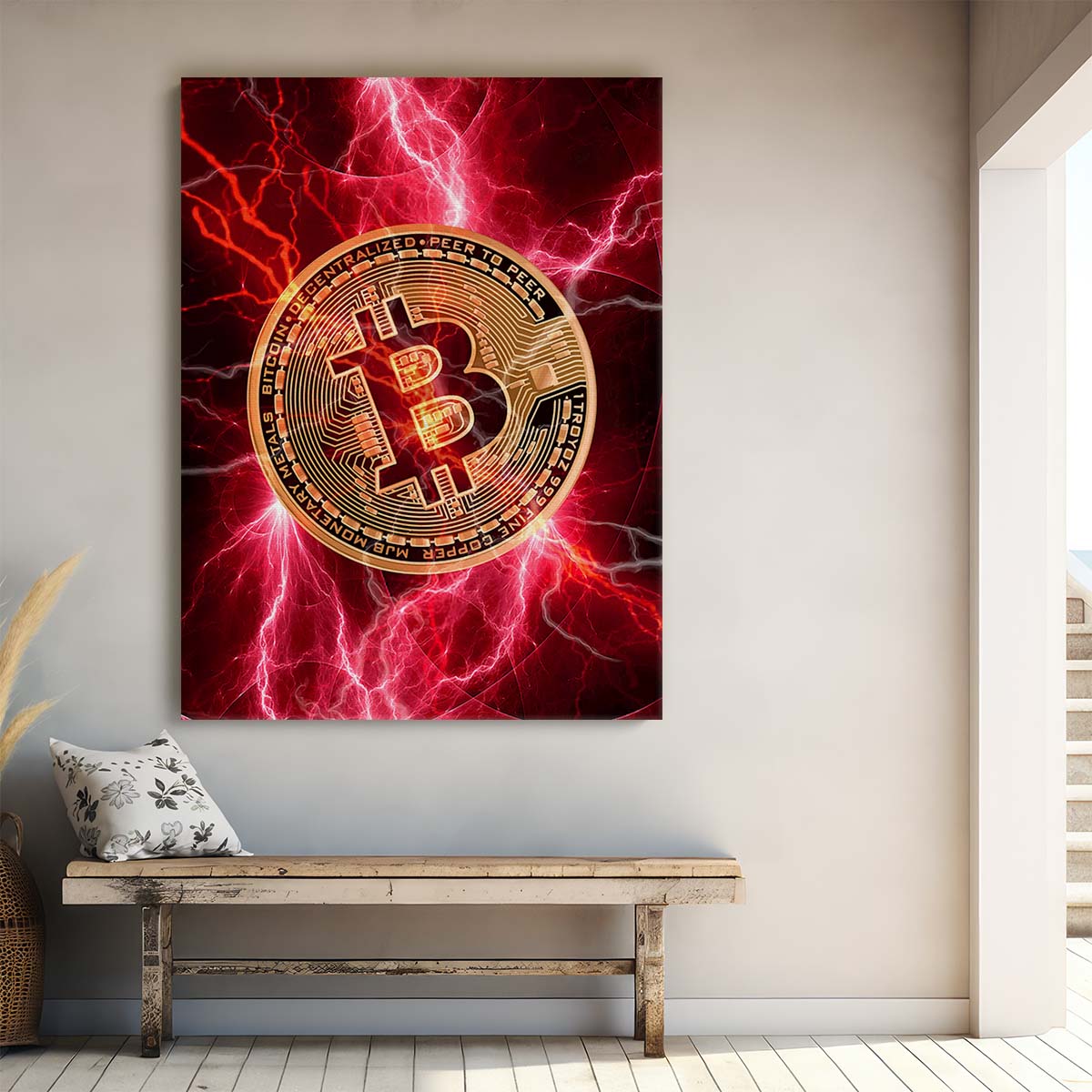 Thunderous Bitcoin Wall Art by Luxuriance Designs. Made in USA.