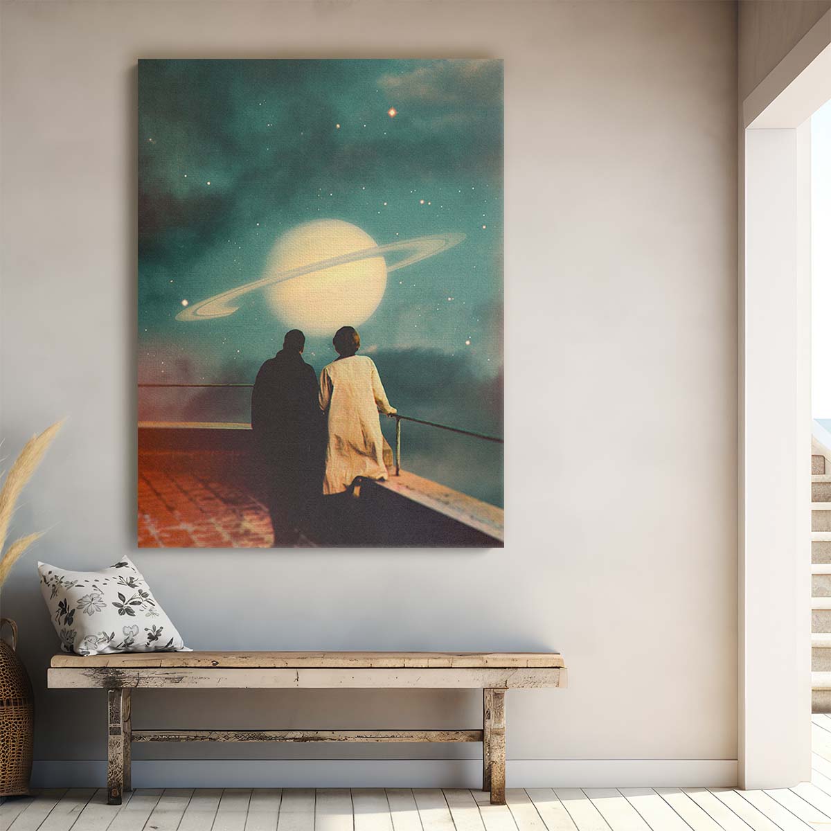 Romantic Retro-Futuristic Space Adventure Collage Wall Art by Taudalpoi by Luxuriance Designs, made in USA