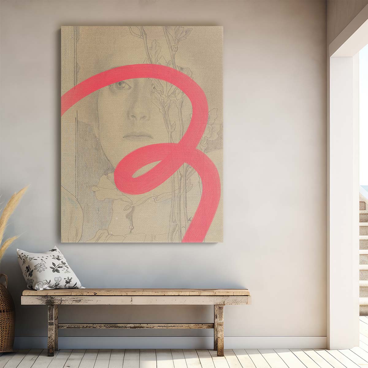 Vintage Neon Woman Abstract Illustration Wall Art by Yopie Studio by Luxuriance Designs, made in USA