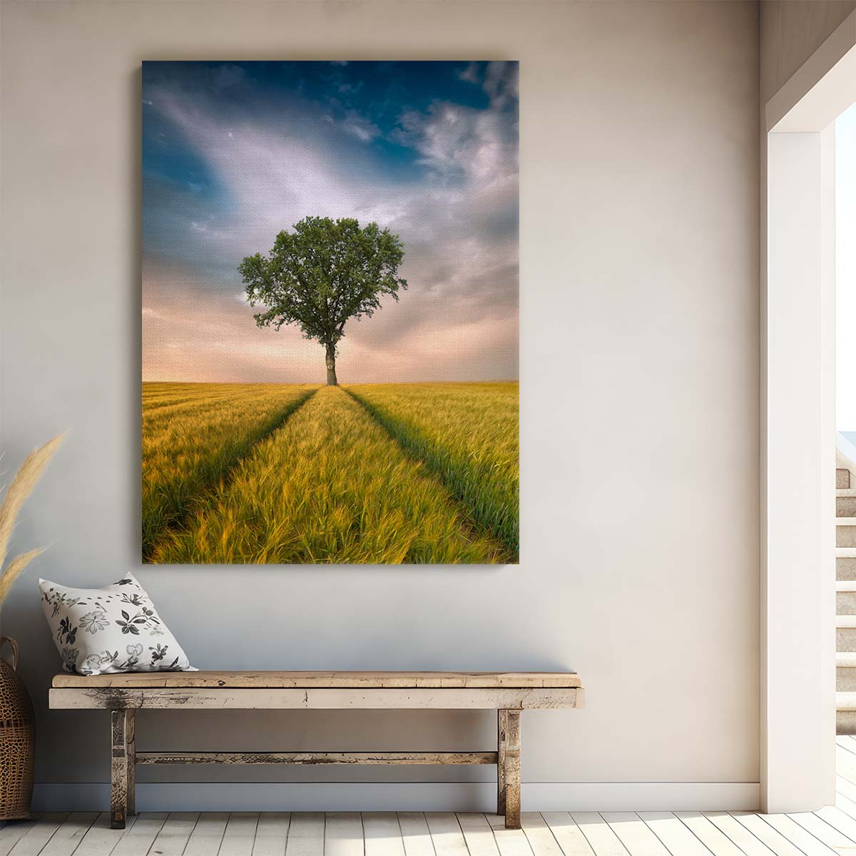 Lonely Tree in Summer Countryside Landscape Photography by Luxuriance Designs, made in USA