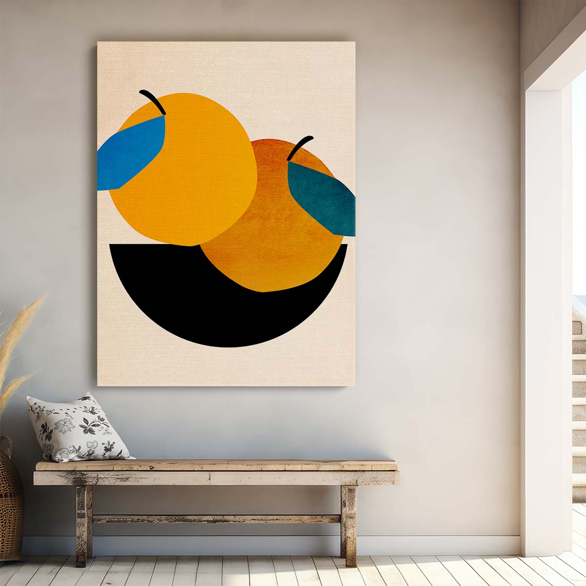 Kubistika's Geometric Orange Illustration - Colorful Abstract Kitchen Wall Art by Luxuriance Designs, made in USA