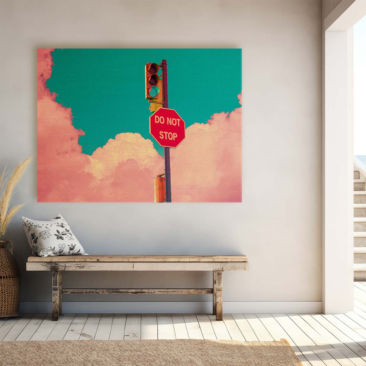 Surreal Motivational StopGo Signpost Wall Art by Luxuriance Designs. Made in USA.