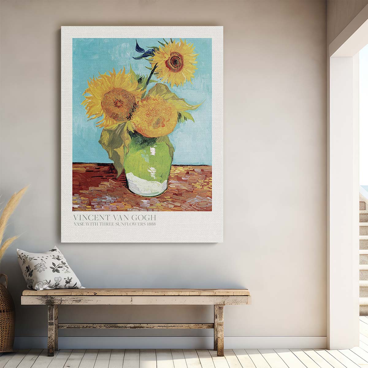 Van Gogh's Colorful Sunflowers in Vase, Botanical Oil Painting Poster by Luxuriance Designs, made in USA