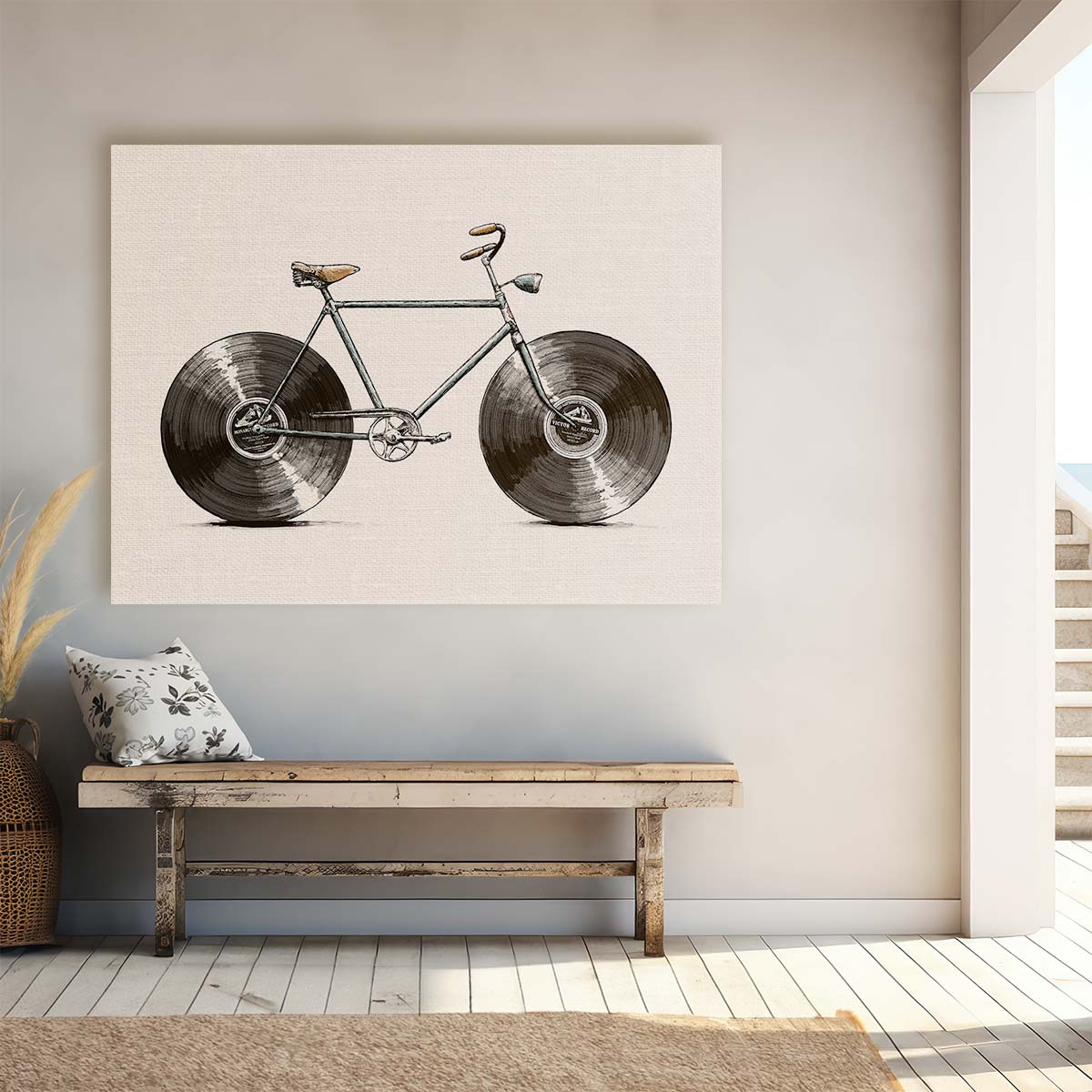 Velophone Bicycle Art Sporty Bike Illustration on White Wall Art