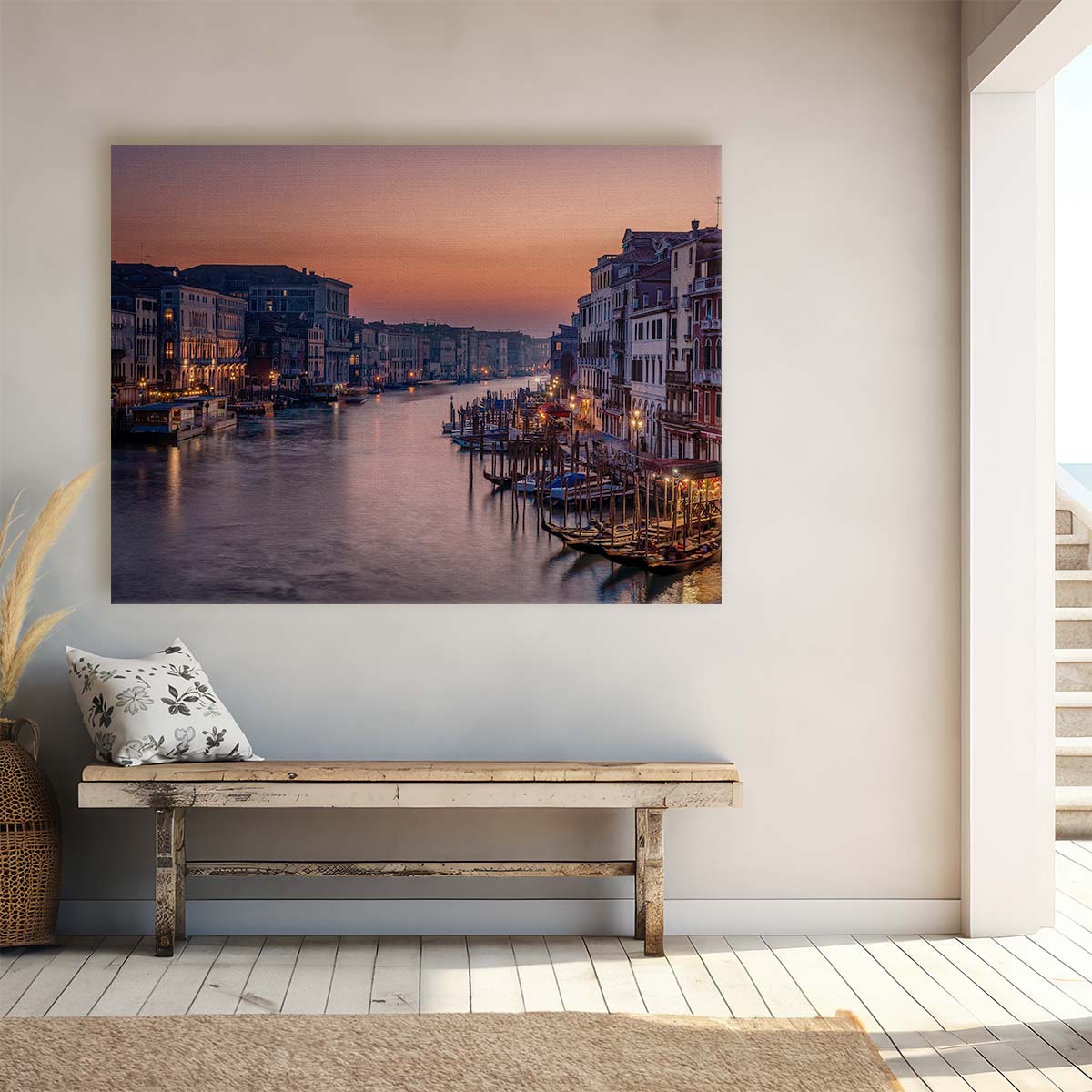 Venice Canal Sunset Romance Gondola Wall Art by Luxuriance Designs. Made in USA.