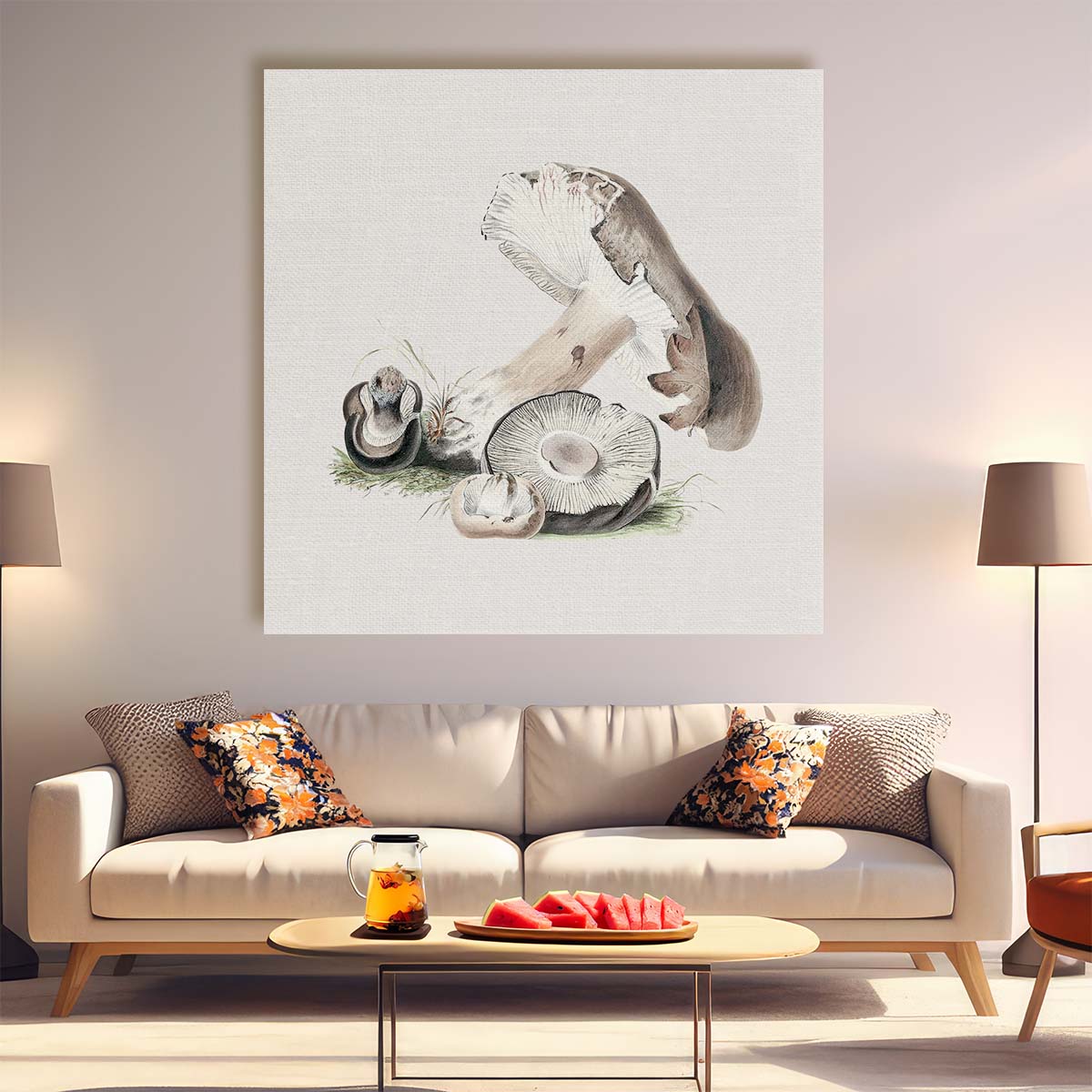 VintageInspired Agaricus Augustus Mushroom Illustration Wall Art by Luxuriance Designs. Made in USA.