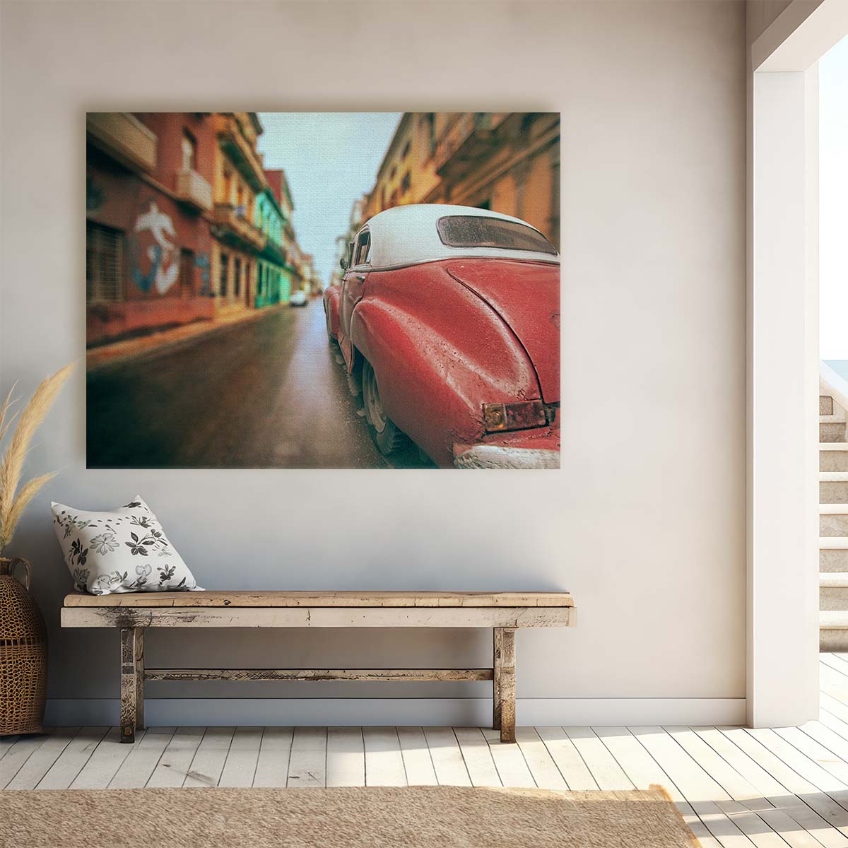 Vintage Havana Classic Car Street Scene Wall Art by Luxuriance Designs. Made in USA.