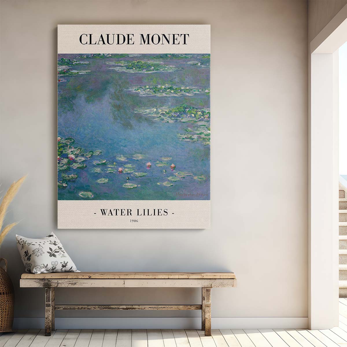 Claude Monet Water Lilies Floral Art Poster, Inspirational Botanical Illustration by Luxuriance Designs, made in USA