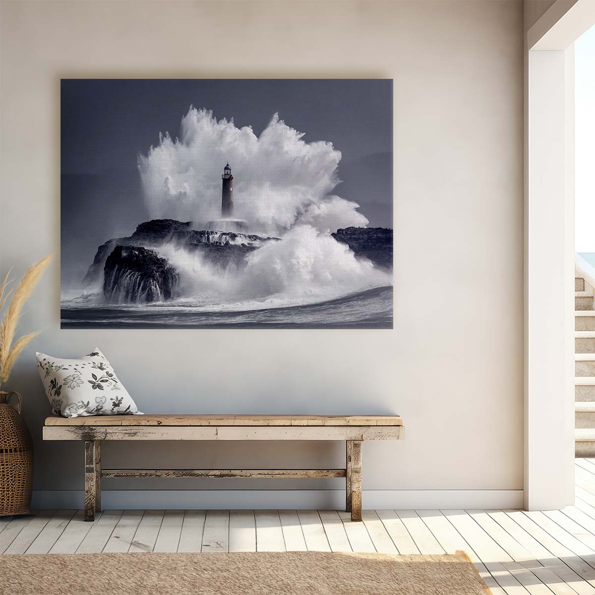 Dramatic Waves & Lighthouse Seascape Photography, Santander Spain Wall Art